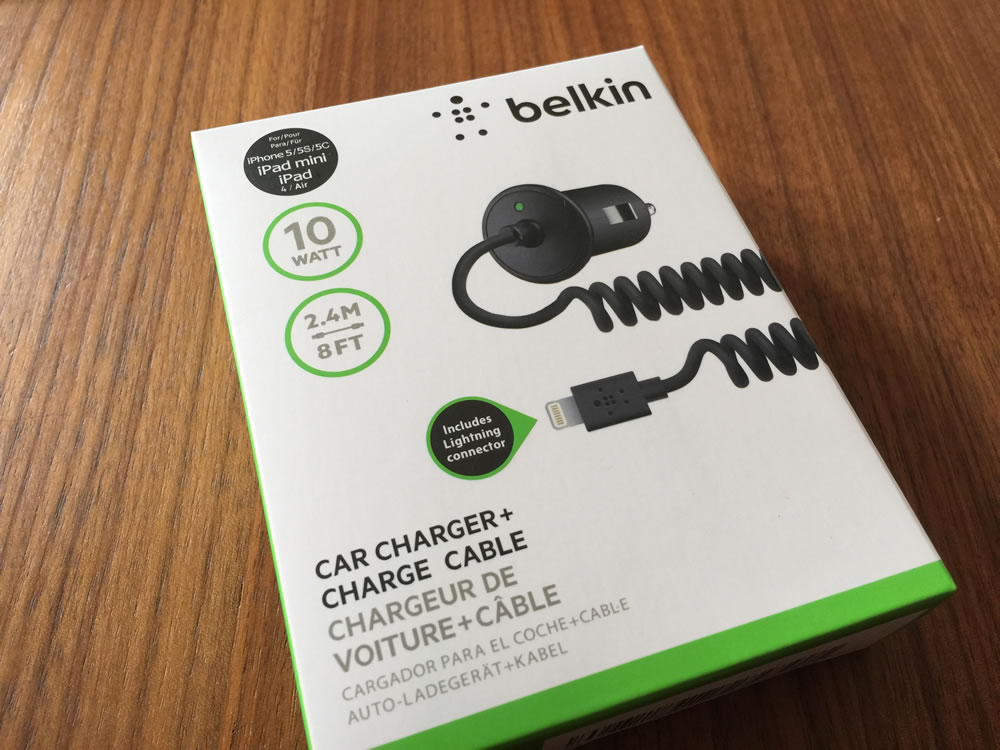 belkin「CAR CHARGER + CHARGE CABLE for iPhone/iPad/iPod」の箱