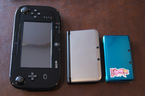 任天堂「Wii U GamePad」「3DS LL」「3DS」大きさ比較